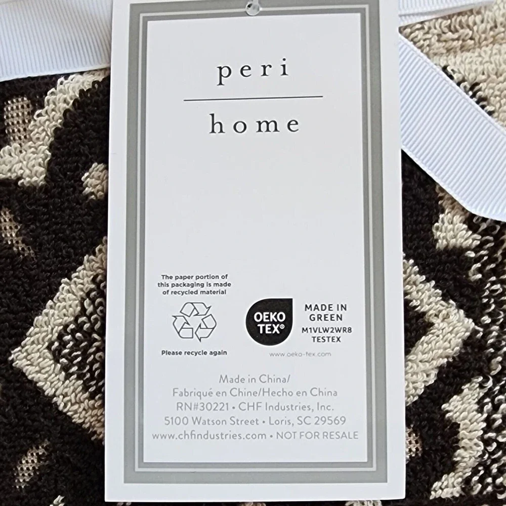 Peri Home Moroccan Tiles 6pc Cotton Towels Black Beige Set 2 Bath 2 Hand 2 Tip